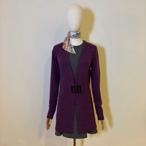 💜 Purple Cashmere Blend Long Cardigan with Clasp – Size S/M